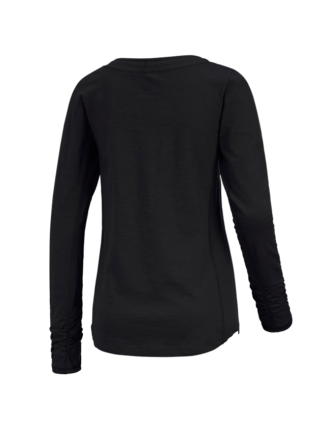 Shirts & Co.: e.s. Longsleeve cotton slub, Damen + schwarz 1