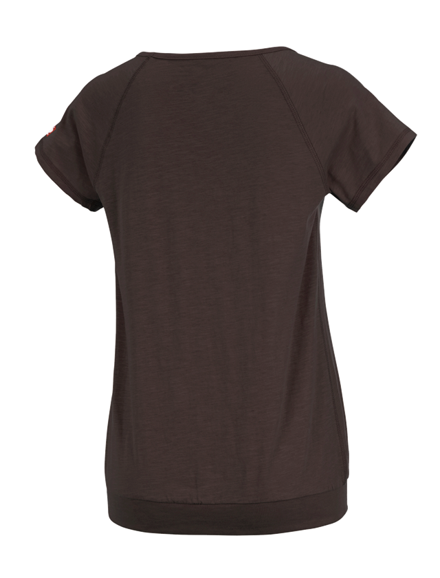 Hauts: e.s. T-shirt cotton slub, femmes + marron 1