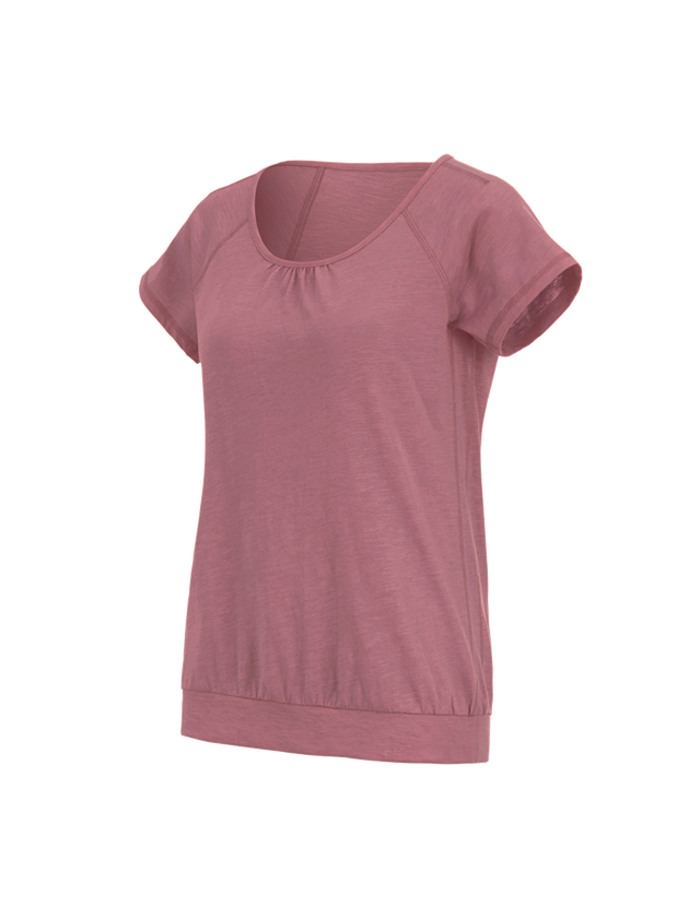 Hauts: e.s. T-shirt cotton slub, femmes + vieux rose
