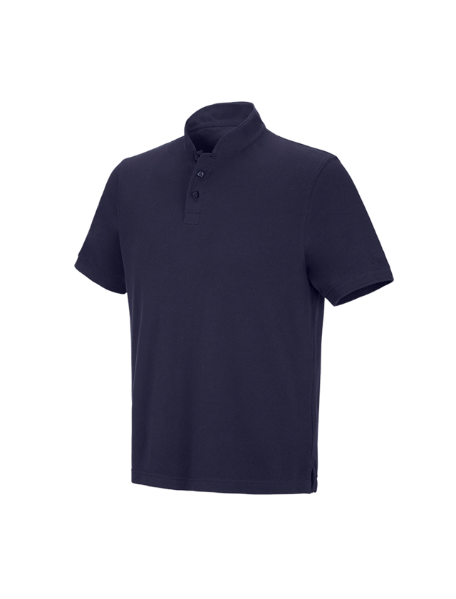 Bovenkleding: e.s. Poloshirt cotton Mandarin + donkerblauw