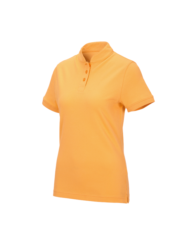 Onderwerpen: e.s. Poloshirt cotton Mandarin, dames + licht oranje