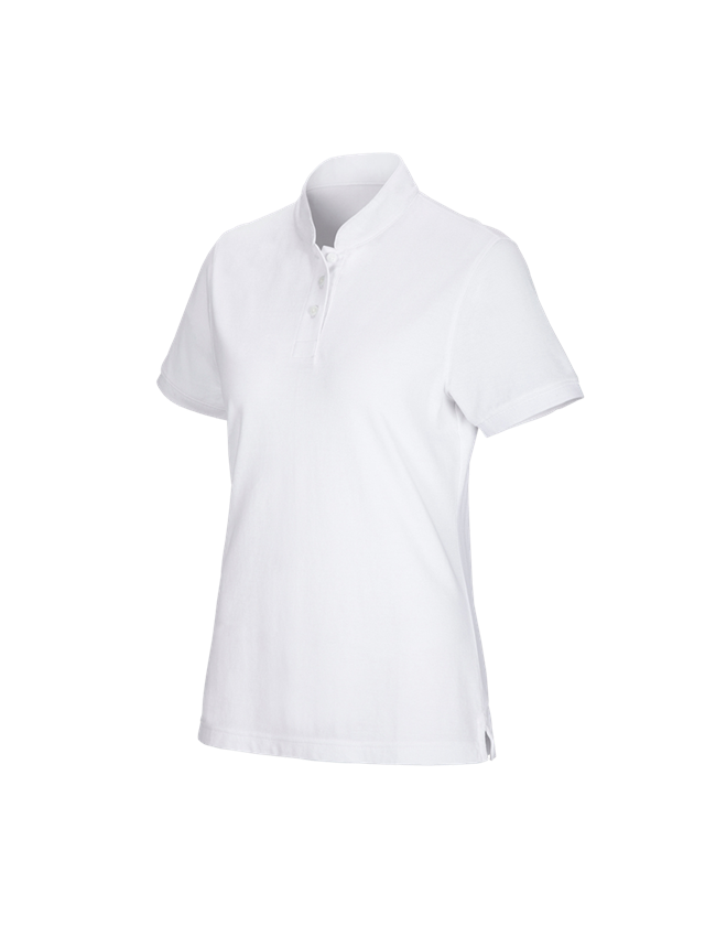 Themen: e.s. Polo-Shirt cotton Mandarin, Damen + weiß