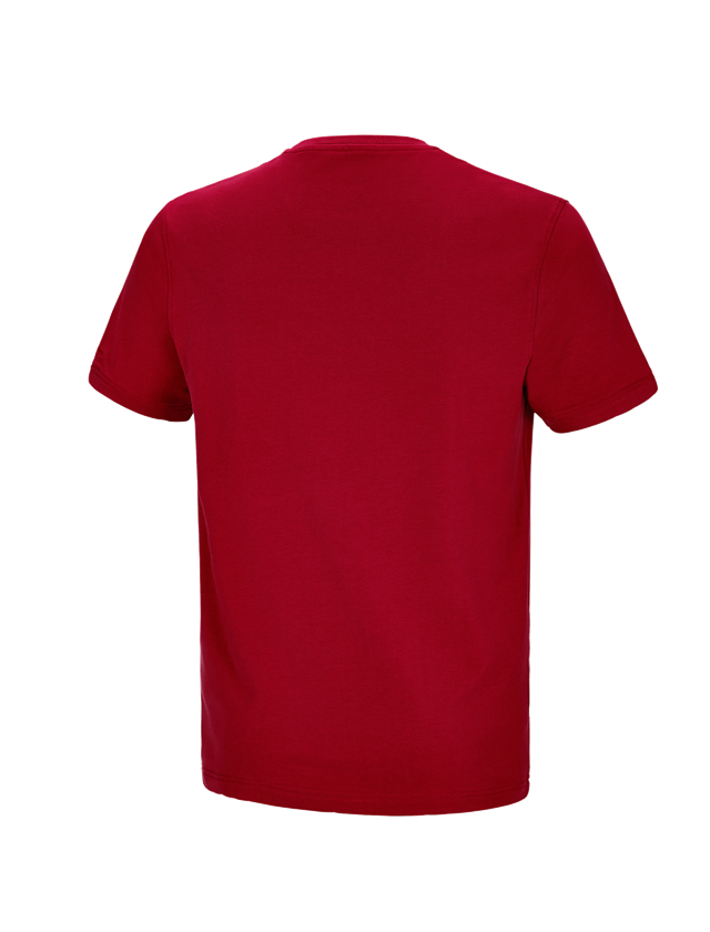 Bovenkleding: e.s. T-shirt cotton stretch Pocket + vuurrood 1