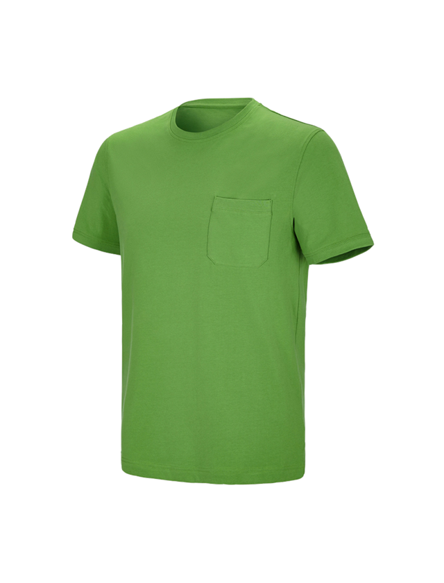 Bovenkleding: e.s. T-shirt cotton stretch Pocket + zeegroen