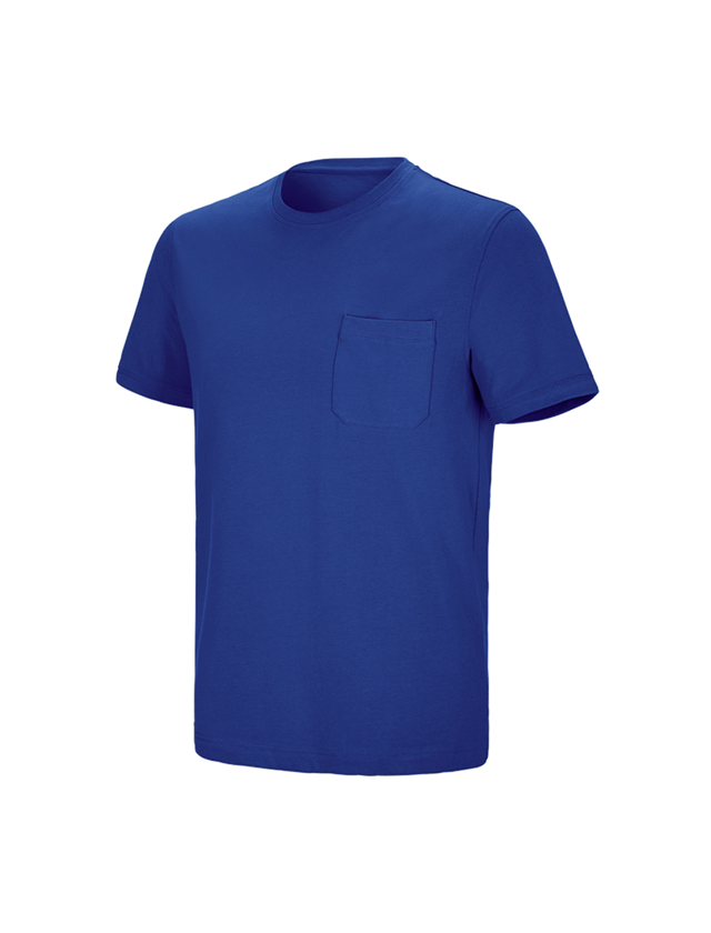 Bovenkleding: e.s. T-shirt cotton stretch Pocket + korenblauw