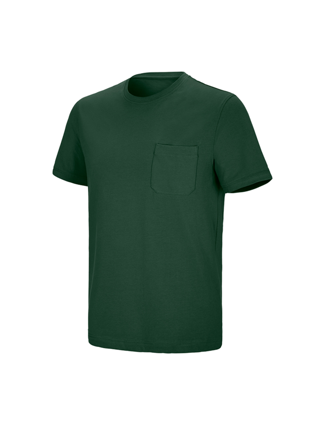 Hauts: e.s. T-shirt cotton stretch Pocket + vert