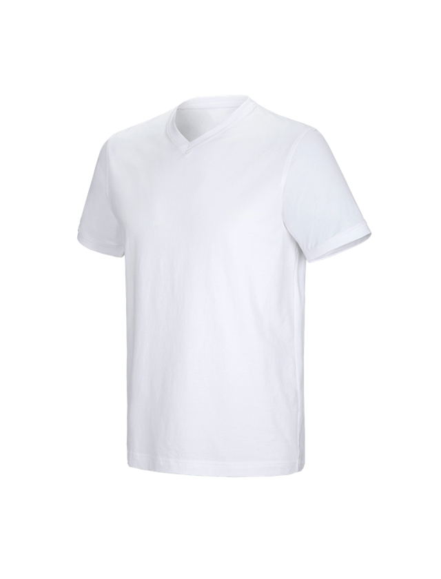 Hauts: e.s. T-shirt cotton stretch V-Neck + blanc 2