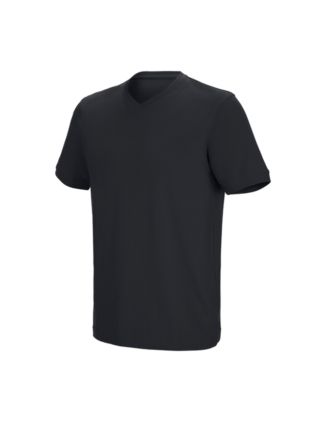 Bovenkleding: e.s. T-shirt cotton stretch V-Neck + zwart 1