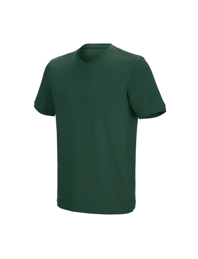 Hauts: e.s. T-shirt cotton stretch V-Neck + vert
