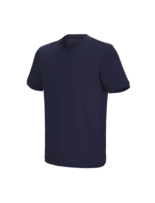 Hauts: e.s. T-shirt cotton stretch V-Neck + bleu foncé 2