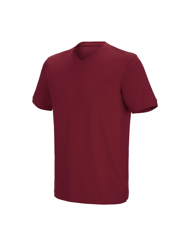 Themen: e.s. T-Shirt cotton stretch V-Neck + bordeaux