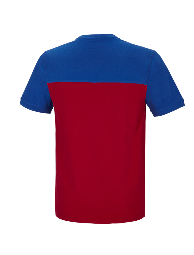 Bovenkleding: e.s. T-shirt cotton stretch bicolor + vuurrood/korenblauw 1