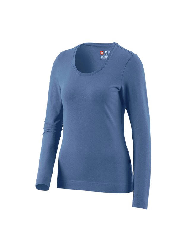 Shirts & Co.: e.s. Longsleeve cotton stretch, Damen + kobalt