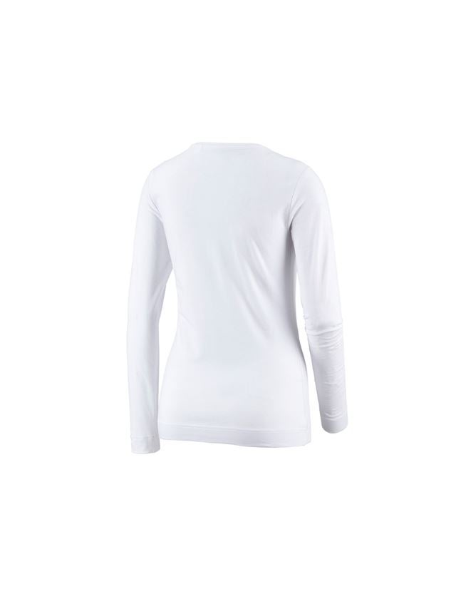 Shirts & Co.: e.s. Longsleeve cotton stretch, Damen + weiß 1