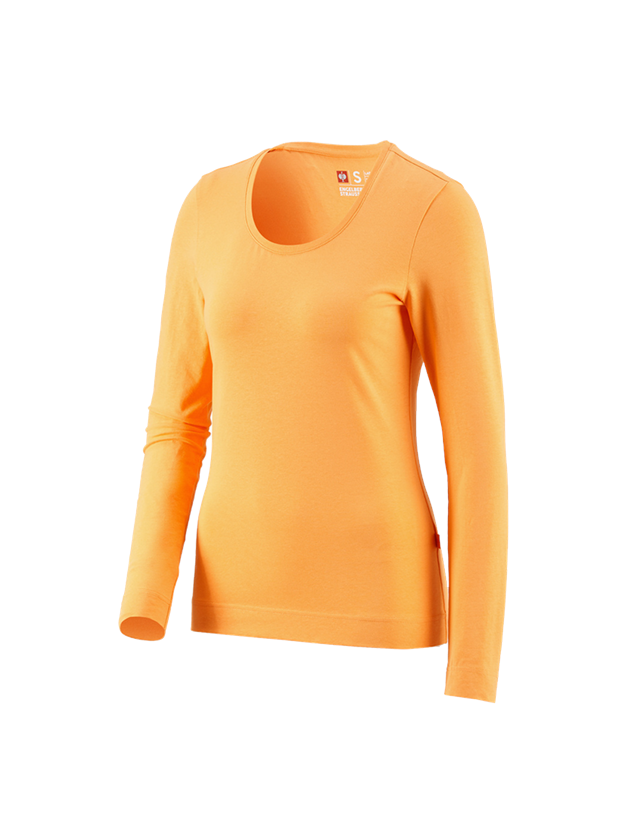 Bovenkleding: e.s. Longsleeve cotton stretch, dames + licht oranje