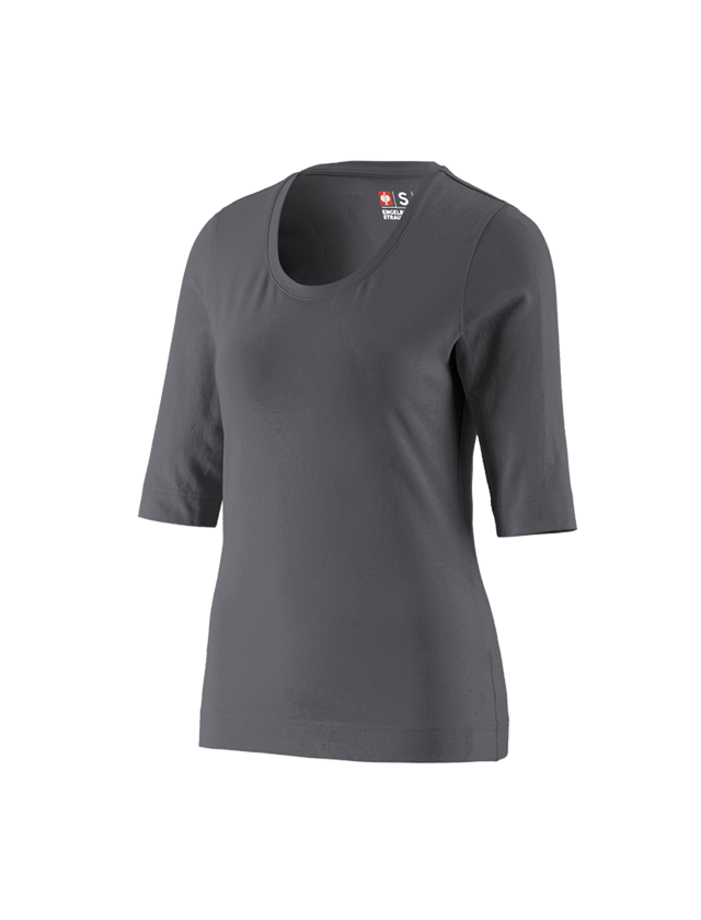 Shirts & Co.: e.s. Shirt 3/4-Arm cotton stretch, Damen + anthrazit