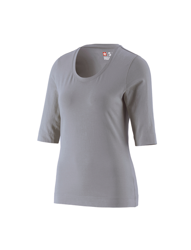 Hauts: e.s. Shirt à manches 3/4 cotton stretch, femmes + platine
