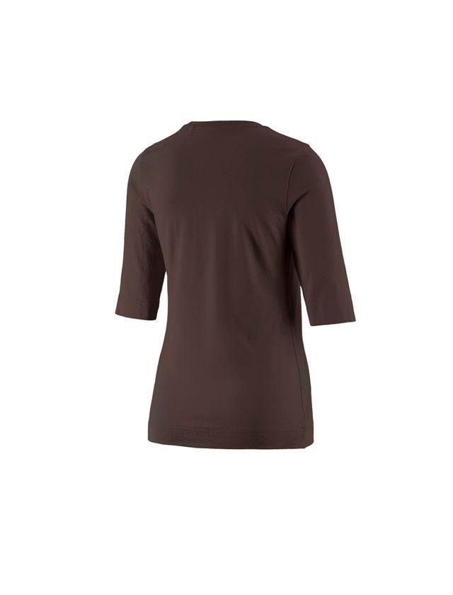 Hauts: e.s. Shirt à manches 3/4 cotton stretch, femmes + marron 1