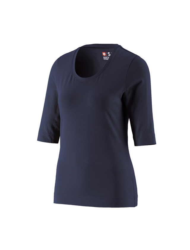Thèmes: e.s. Shirt à manches 3/4 cotton stretch, femmes + bleu foncé