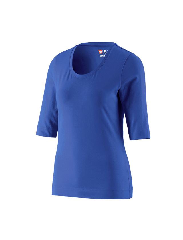 Hauts: e.s. Shirt à manches 3/4 cotton stretch, femmes + bleu royal
