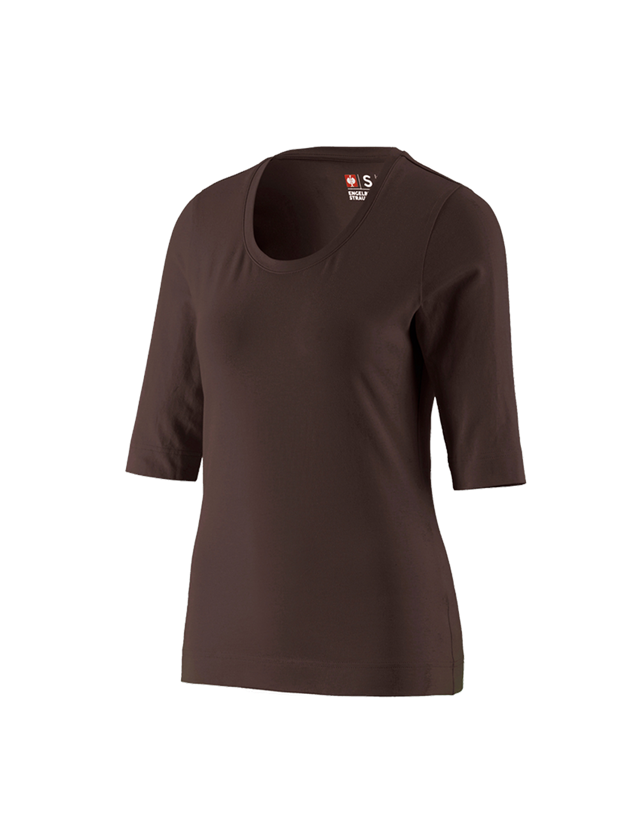 Horti-/ Sylvi-/ Agriculture: e.s. Shirt à manches 3/4 cotton stretch, femmes + marron