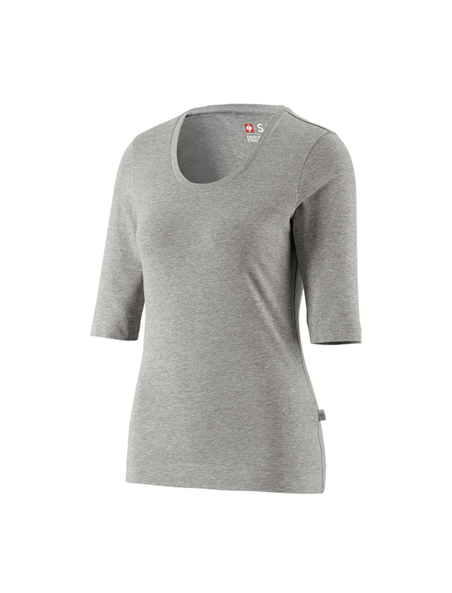 Bovenkleding: e.s. Shirt 3/4-mouw cotton stretch, dames + grijs mêlee