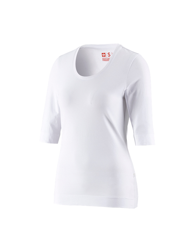 Bovenkleding: e.s. Shirt 3/4-mouw cotton stretch, dames + wit