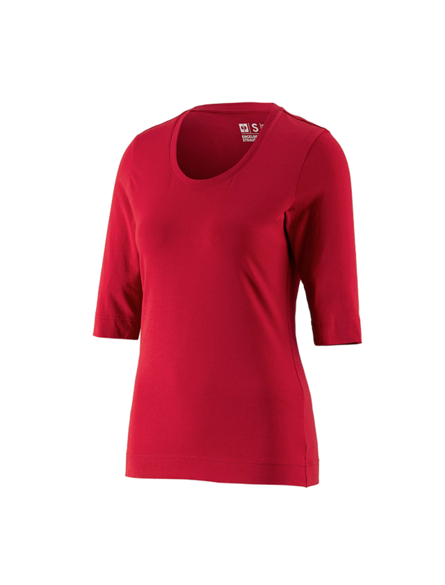 Horti-/ Sylvi-/ Agriculture: e.s. Shirt à manches 3/4 cotton stretch, femmes + rouge vif