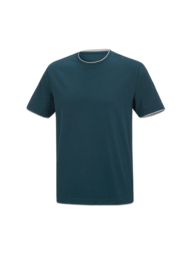 Bovenkleding: e.s. T-Shirt cotton stretch Layer + zeeblauw/platina
