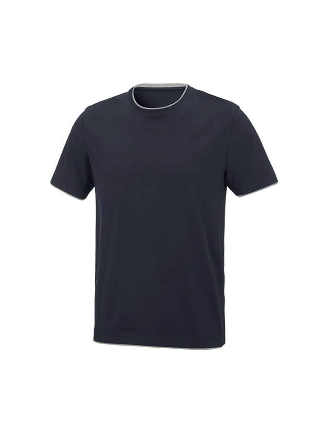 Bovenkleding: e.s. T-Shirt cotton stretch Layer + donkerblauw/grijs mêlee 2