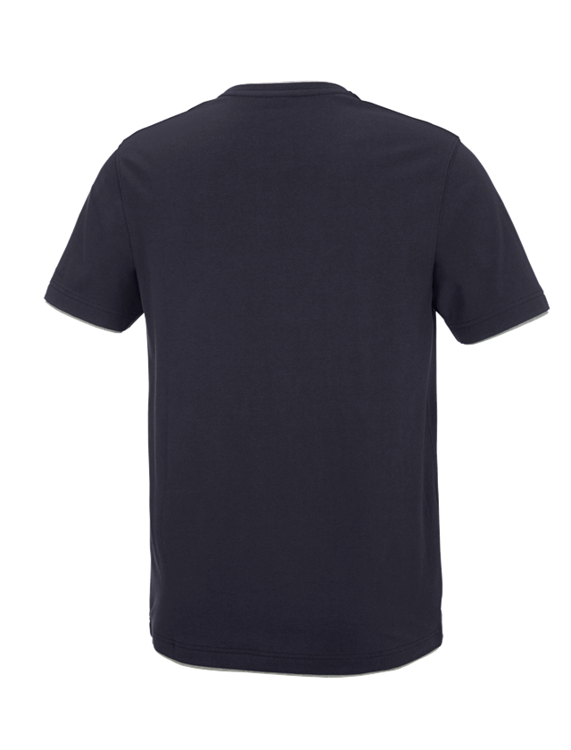 Bovenkleding: e.s. T-Shirt cotton stretch Layer + donkerblauw/grijs mêlee 3