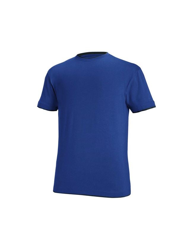 Hauts: e.s. T-Shirt cotton stretch Layer + bleu royal/noir 2