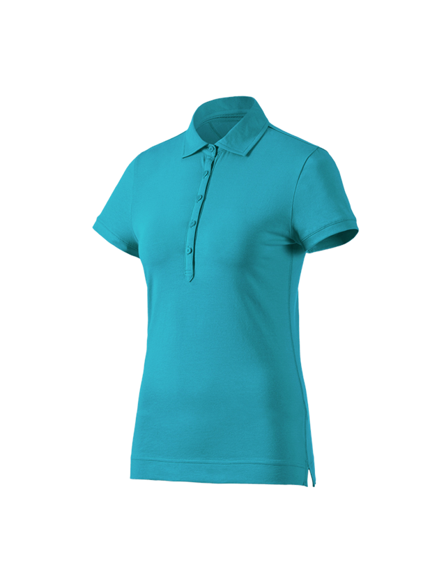 Bovenkleding: e.s. Polo-Shirt cotton stretch, dames + oceaan