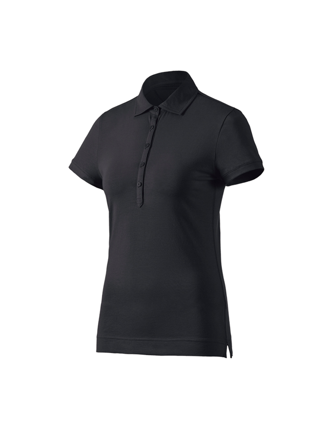 Shirts & Co.: e.s. Polo-Shirt cotton stretch, Damen + schwarz