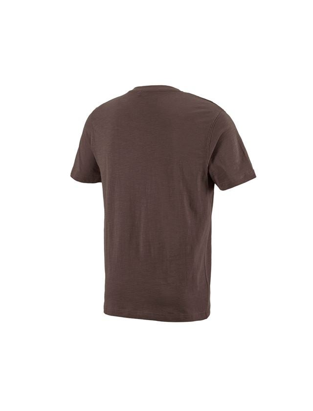 Shirts & Co.: e.s. T-Shirt cotton slub V-Neck + kastanie 1