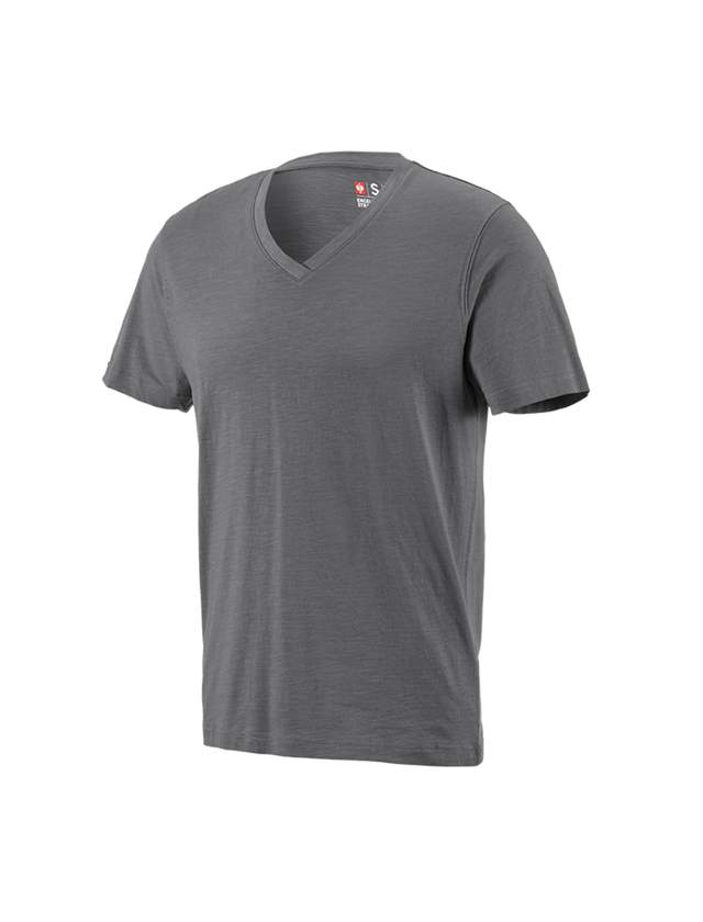 Shirts & Co.: e.s. T-Shirt cotton slub V-Neck + zement