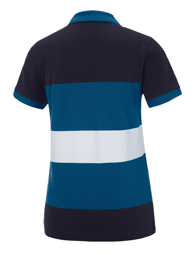 Shirts & Co.: e.s. Piqué-Polo cotton stripe, Damen + dunkelblau/atoll 1