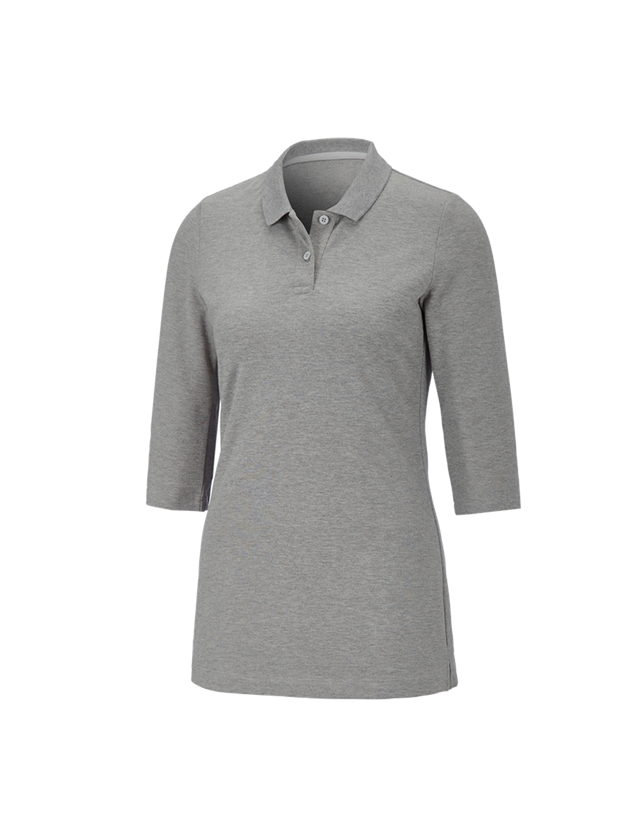 Shirts & Co.: e.s. Piqué-Polo 3/4 Arm cotton stretch, Damen + graumeliert