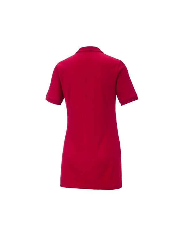 Hauts: e.s. Pique-Polo cotton stretch, femmes, long fit + rouge vif 2