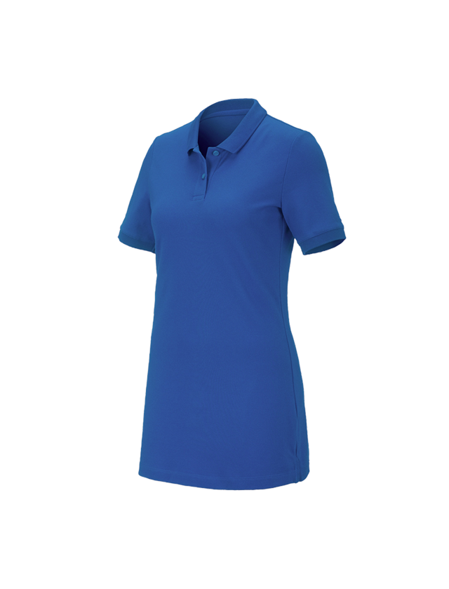 Hauts: e.s. Pique-Polo cotton stretch, femmes, long fit + bleu gentiane 1