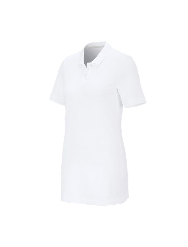 Hauts: e.s. Pique-Polo cotton stretch, femmes, long fit + blanc 1