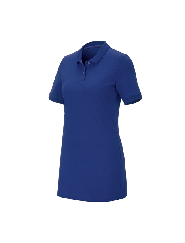 Hauts: e.s. Pique-Polo cotton stretch, femmes, long fit + bleu royal 1
