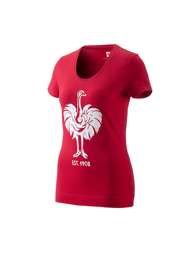 Hauts: e.s. T-Shirt 1908, femmes + rouge vif/blanc