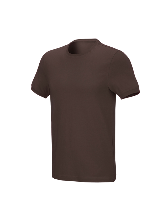 Bovenkleding: e.s. T-Shirt cotton stretch, slim fit + kastanje 1