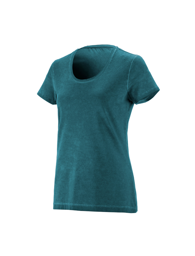 Hauts: e.s. T-Shirt vintage cotton stretch, femmes + cyan foncé vintage 3