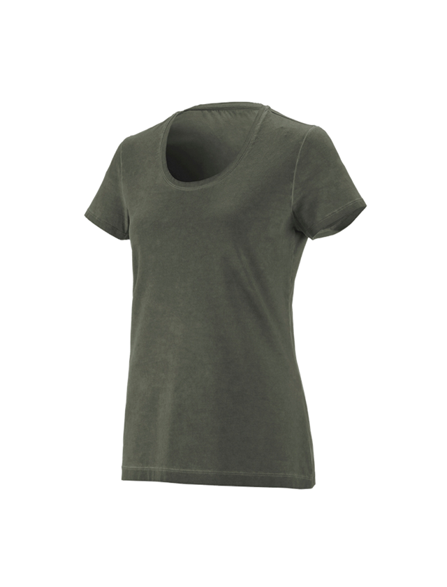 Hauts: e.s. T-Shirt vintage cotton stretch, femmes + vert camouflage vintage 3