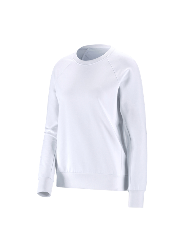 Hauts: e.s. Sweatshirt cotton stretch, femmes + blanc