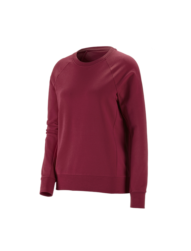 Hauts: e.s. Sweatshirt cotton stretch, femmes + bordeaux