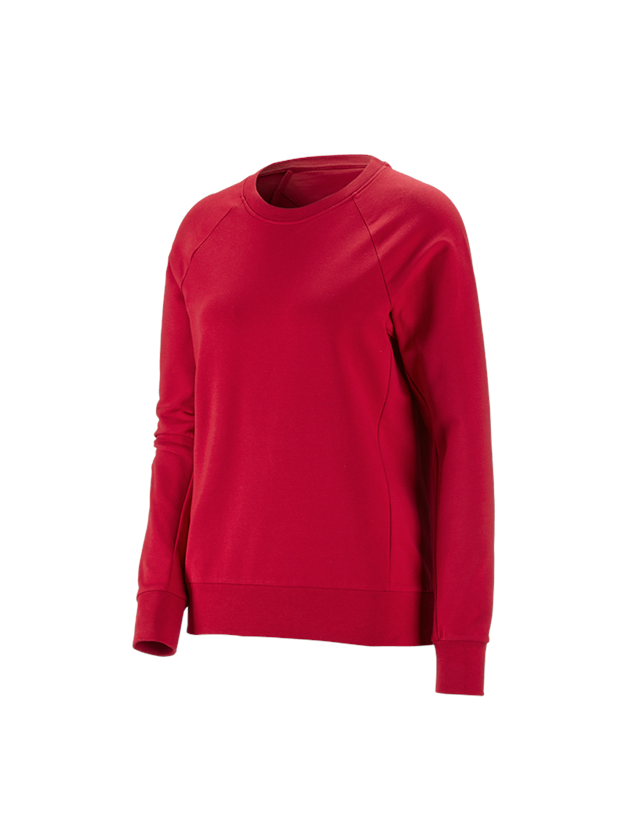 Bovenkleding: e.s. Sweatshirt cotton stretch, dames + vuurrood