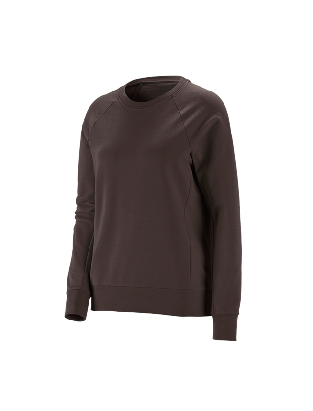Hauts: e.s. Sweatshirt cotton stretch, femmes + marron
